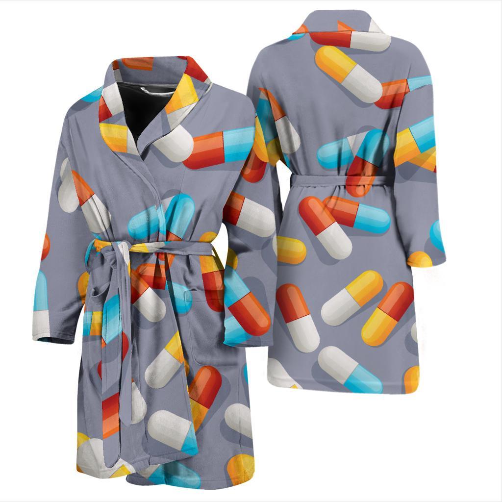 Pill Pattern Print Design A01 Men Bathrobe-JORJUNE.COM