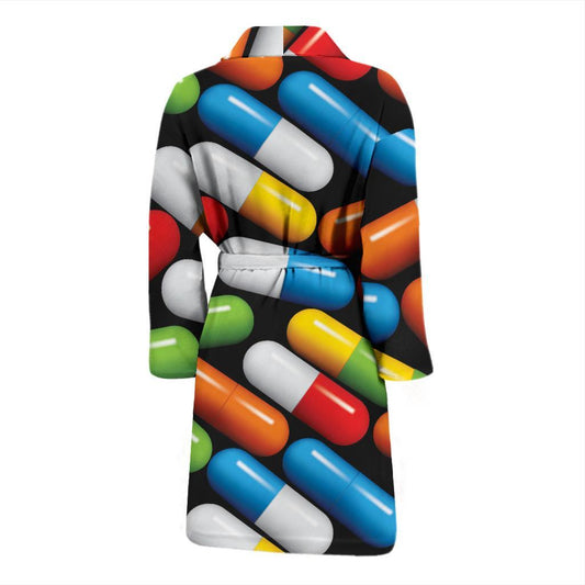 Pill Pattern Print Design A02 Men Bathrobe-JORJUNE.COM