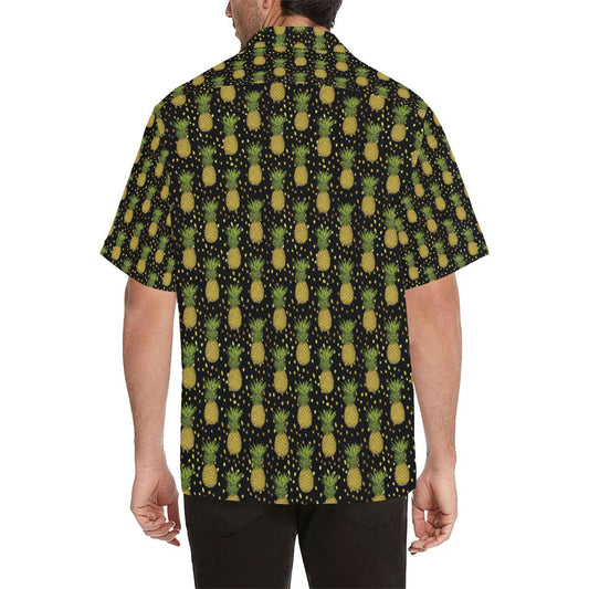 Pineapple Gold Dot Themed Print Men Aloha Hawaiian Shirt