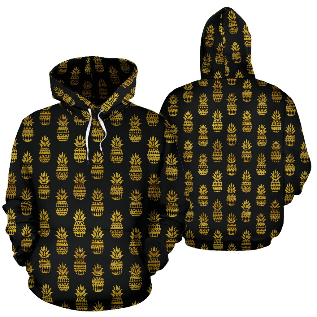 Pineapple Gold Tribal Style Print Pullover Hoodie