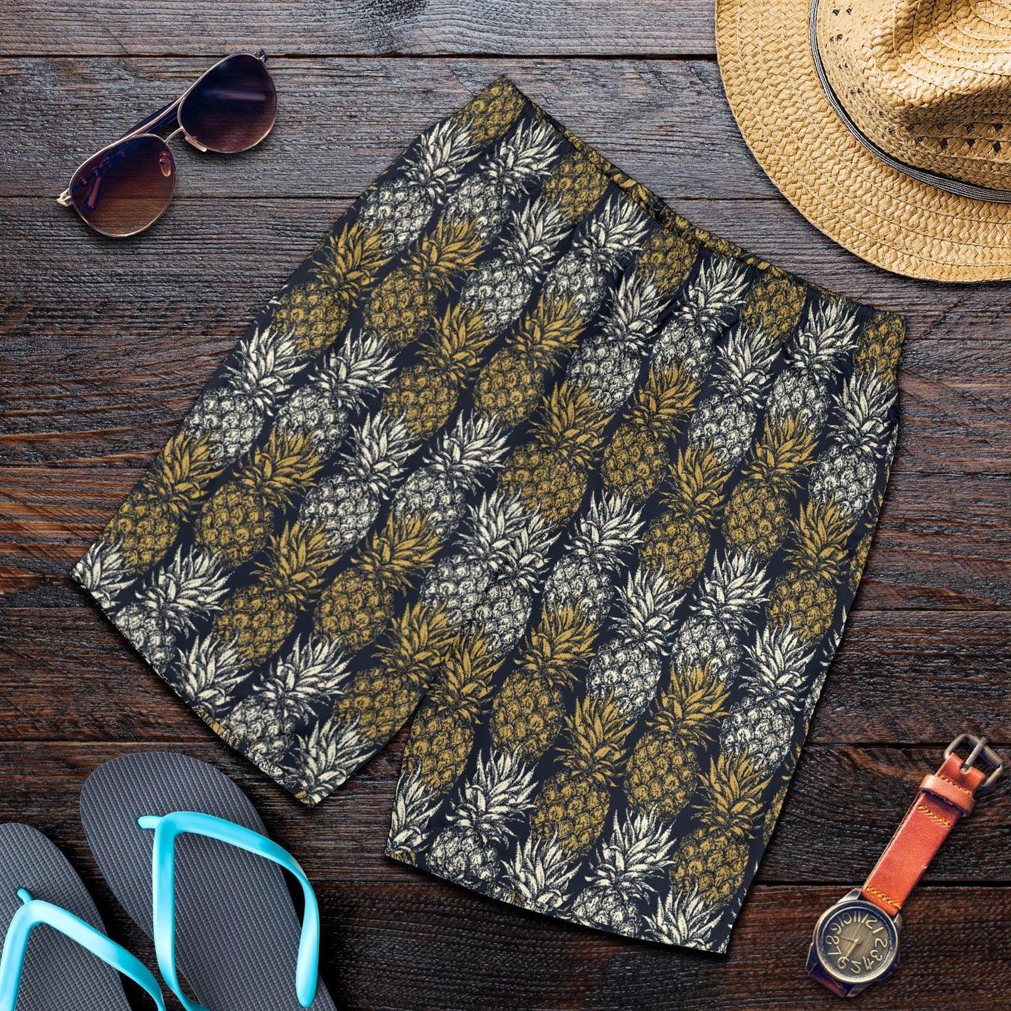 Pineapple Print Design Pattern Mens Shorts-JTAMIGO.COM