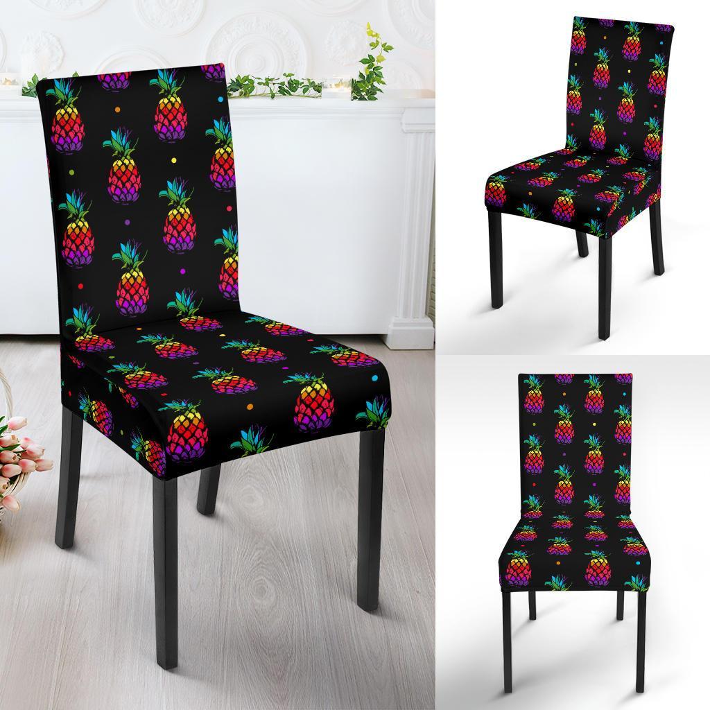 Pineapple Rainbow Dot Print Dining Chair Slipcover-JTAMIGO.COM