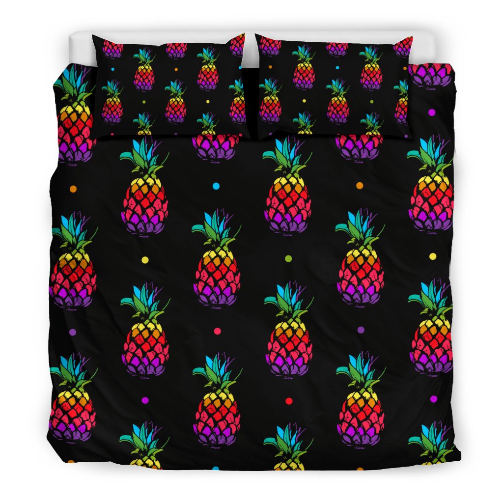 Pineapple Rainbow Dot Print Duvet Cover Bedding Set