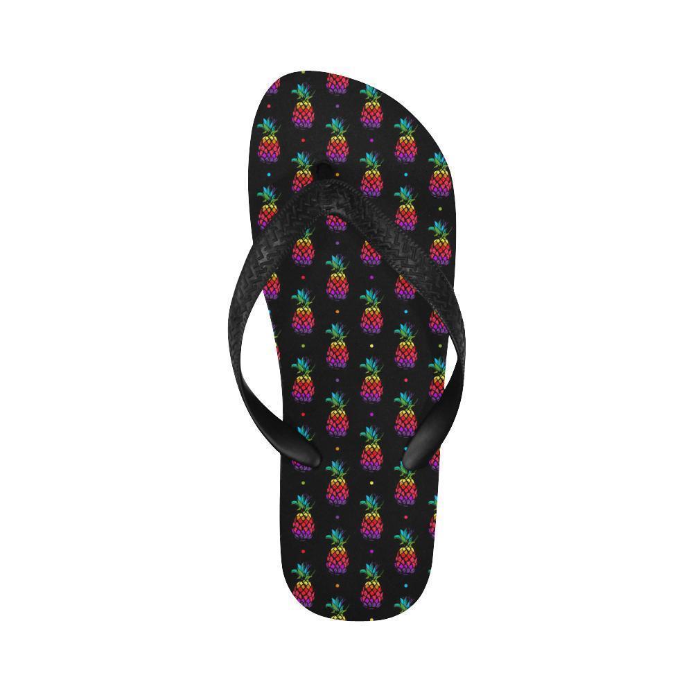 Pineapple Rainbow Dot Print Flip Flops-JTAMIGO.COM