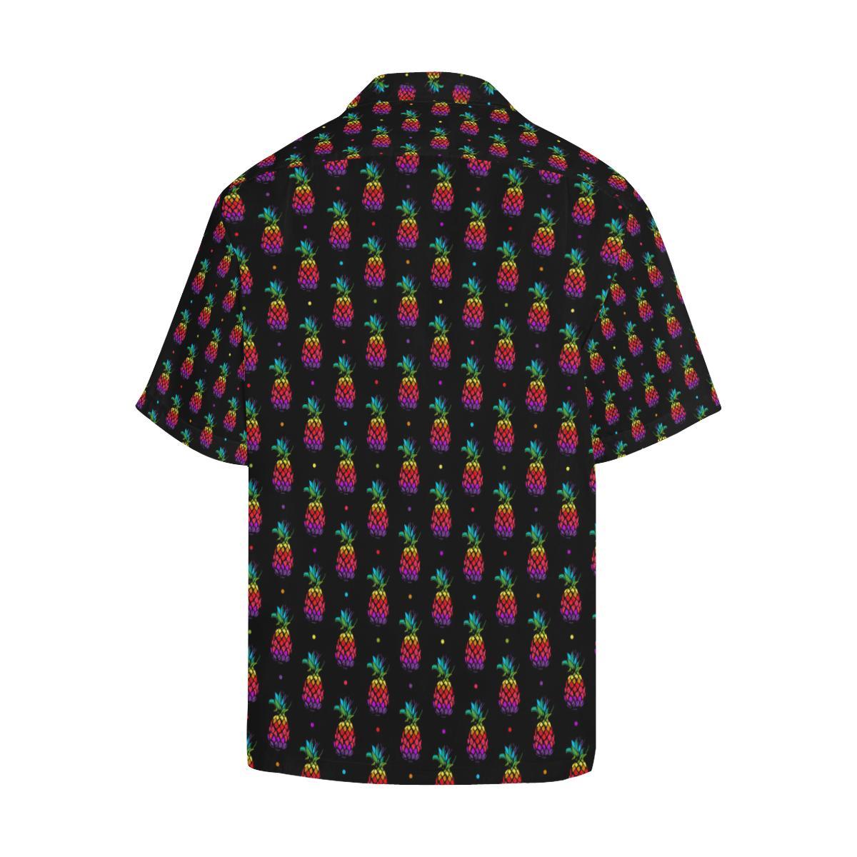 Pineapple Rainbow Dot Print Men Aloha Hawaiian Shirt