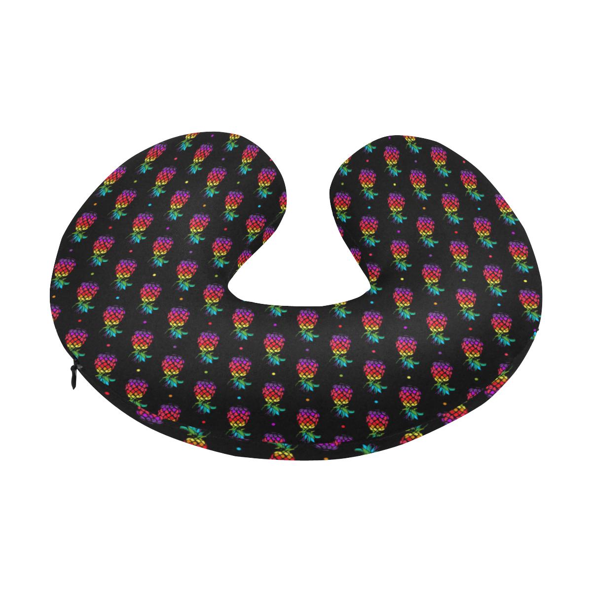 Pineapple Rainbow Dot Print U-Shaped Travel Neck Pillow-JTAMIGO.COM
