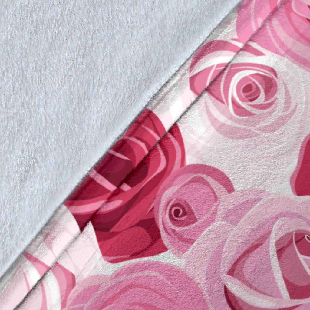 Pink Red Rose Pattern Print Fleece Blanket