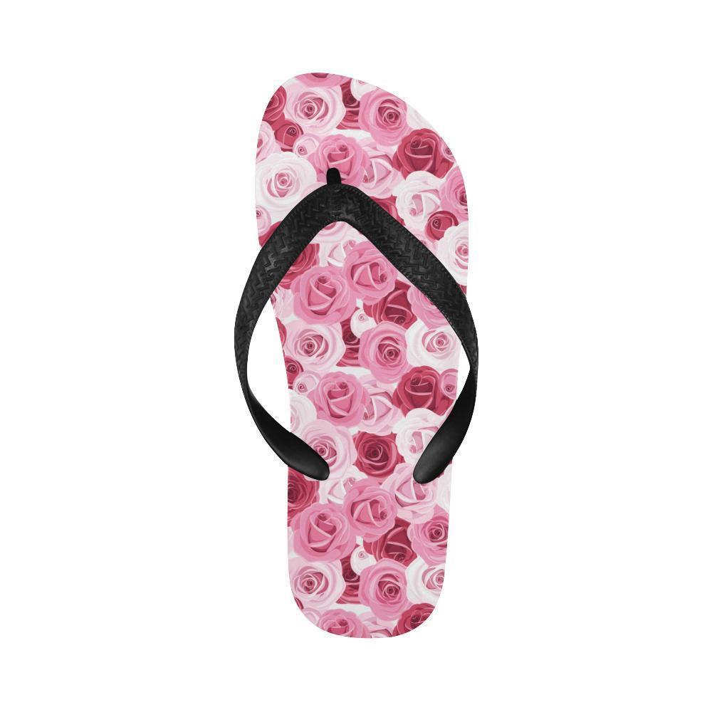 Pink Red Rose Pattern Print Flip Flops-JTAMIGO.COM