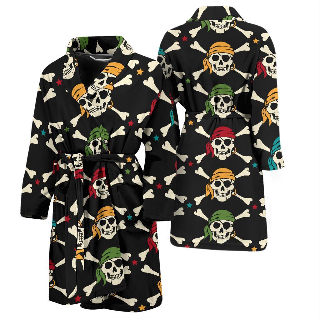 Pirate Pattern Print Design A01 Men Bathrobe-JORJUNE.COM
