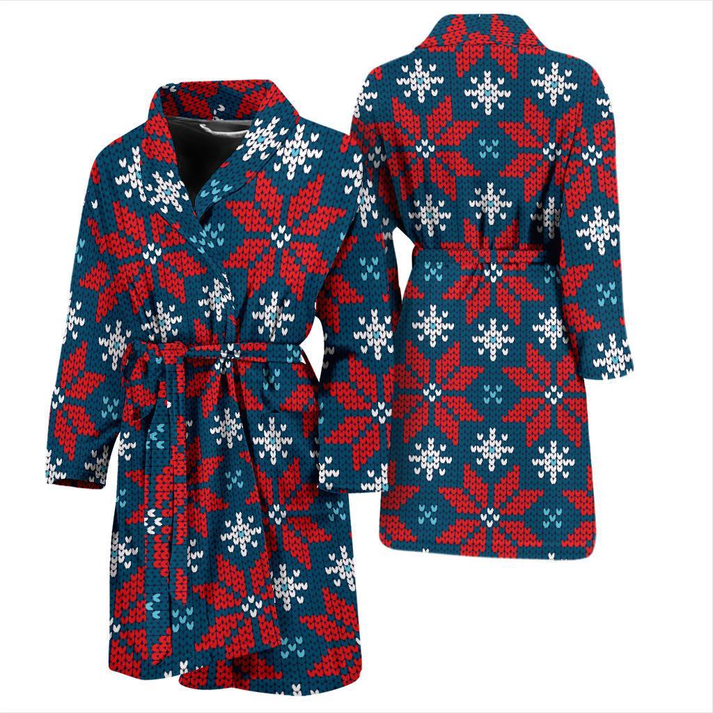 Poinsettia Pattern Print Design A02 Men Bathrobe-JORJUNE.COM
