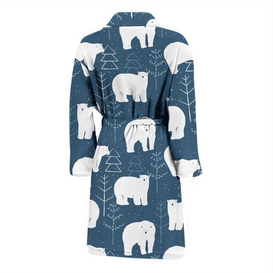 Polar Bear Pattern Print Design A01 Men Bathrobe-JORJUNE.COM