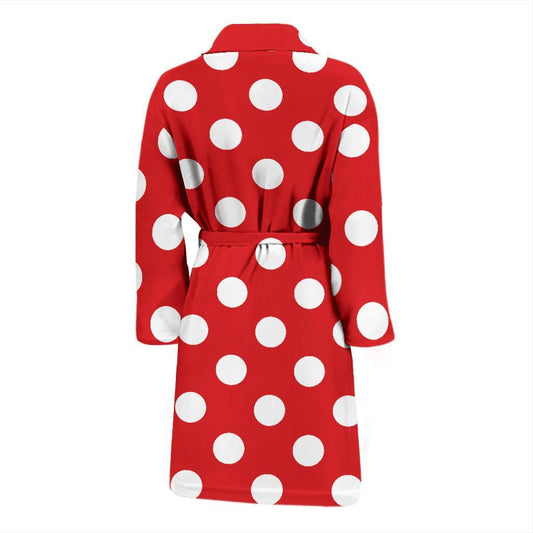 Polka Dot Red Pattern Print Design 04 Men Bathrobe-JORJUNE.COM