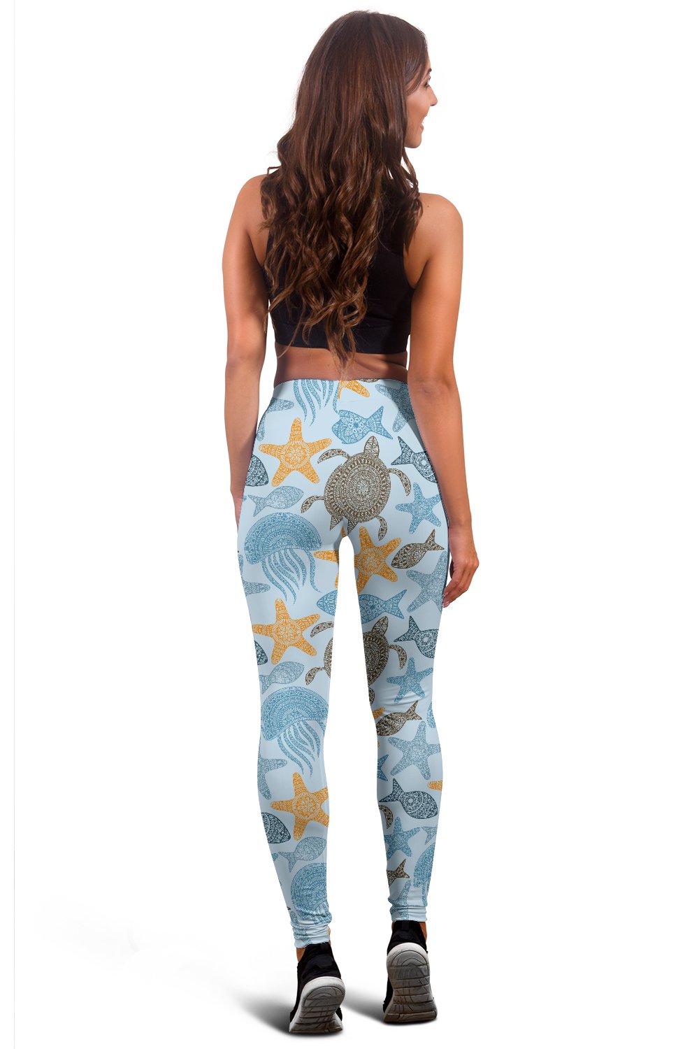Polynesian Jellyfish Turtle Print Women Leggings