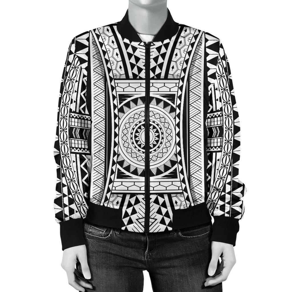 Polynesian Tattoo Design Women Casual Bomber Jacket