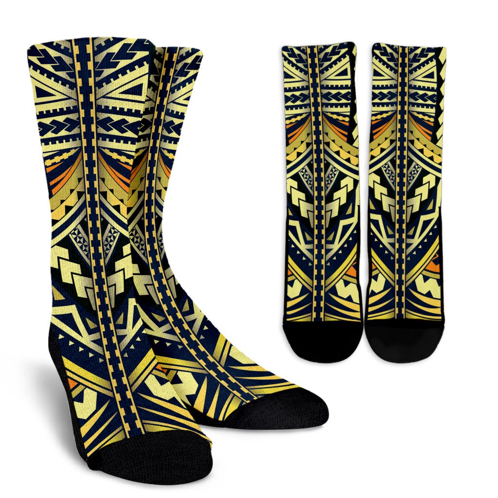 Polynesian Tattoo Print Crew Socks