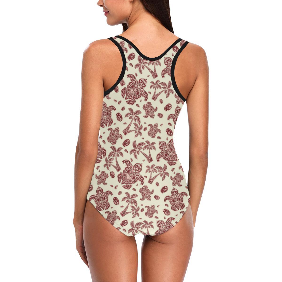 Polynesian Tattoo Turtle Themed One Piece Swimsuit-JTAMIGO.COM