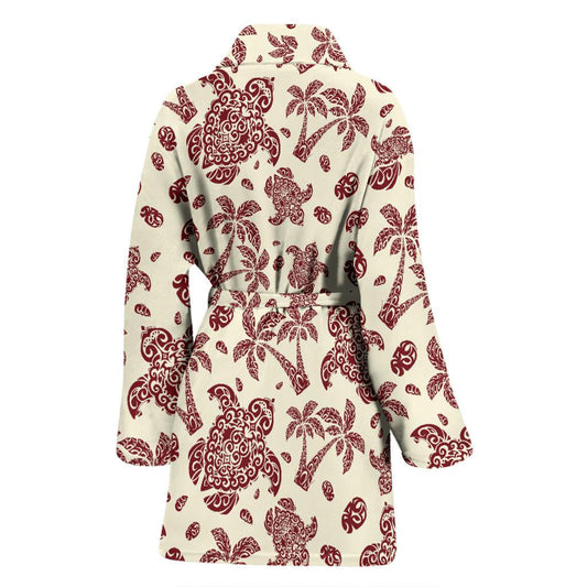 Polynesian Tattoo Turtle Themed Women Bath Robe-JTAMIGO.COM