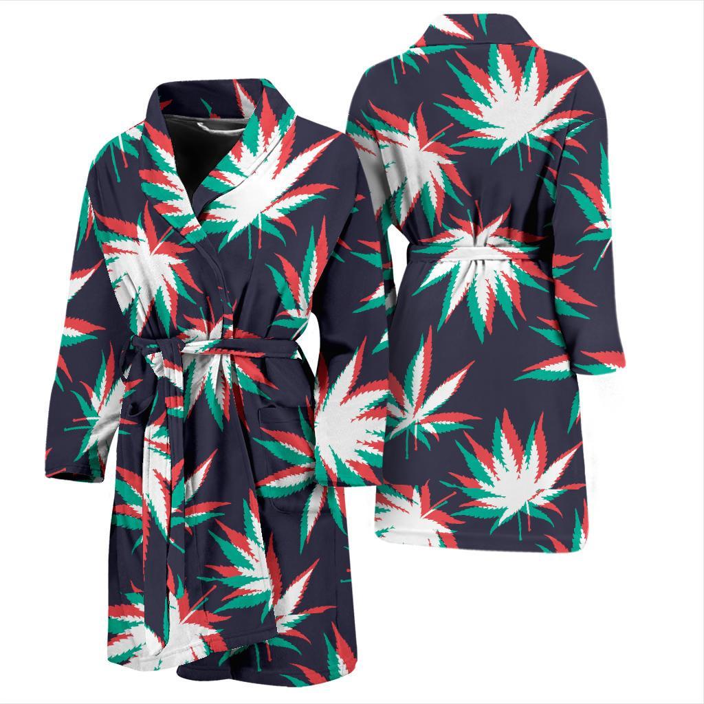 Pot Leaf Pattern Print Design A01 Men Bathrobe-JORJUNE.COM
