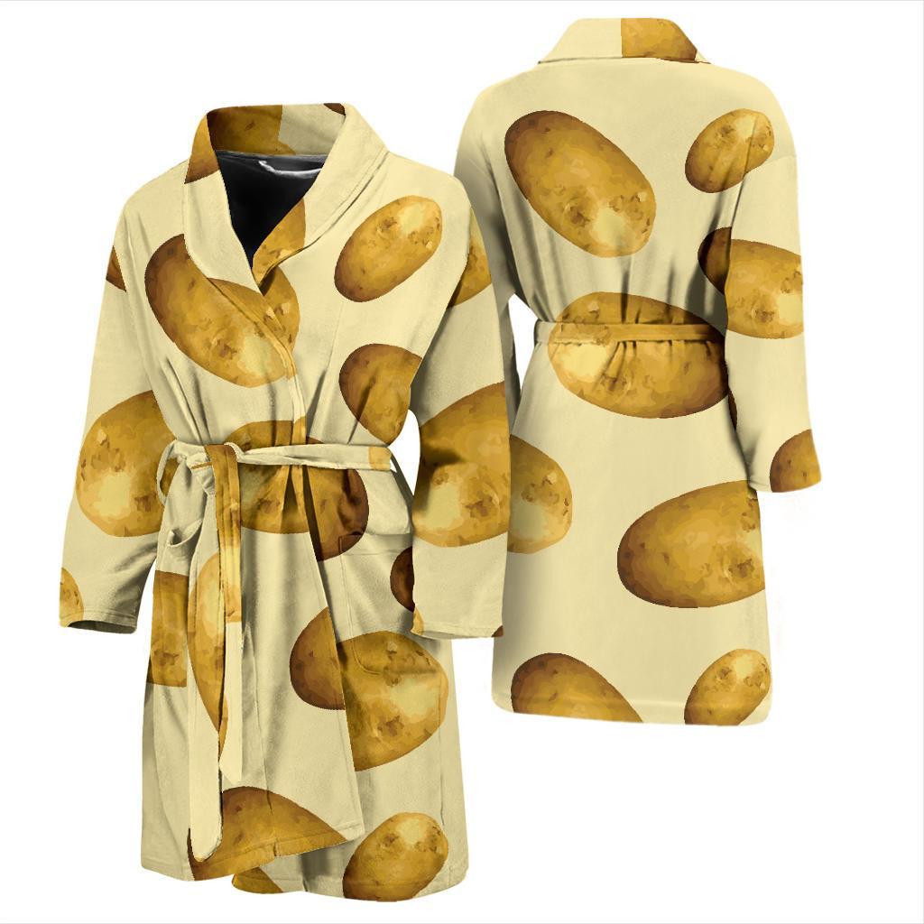 Potato Pattern Print Design A01 Men Bathrobe-JORJUNE.COM