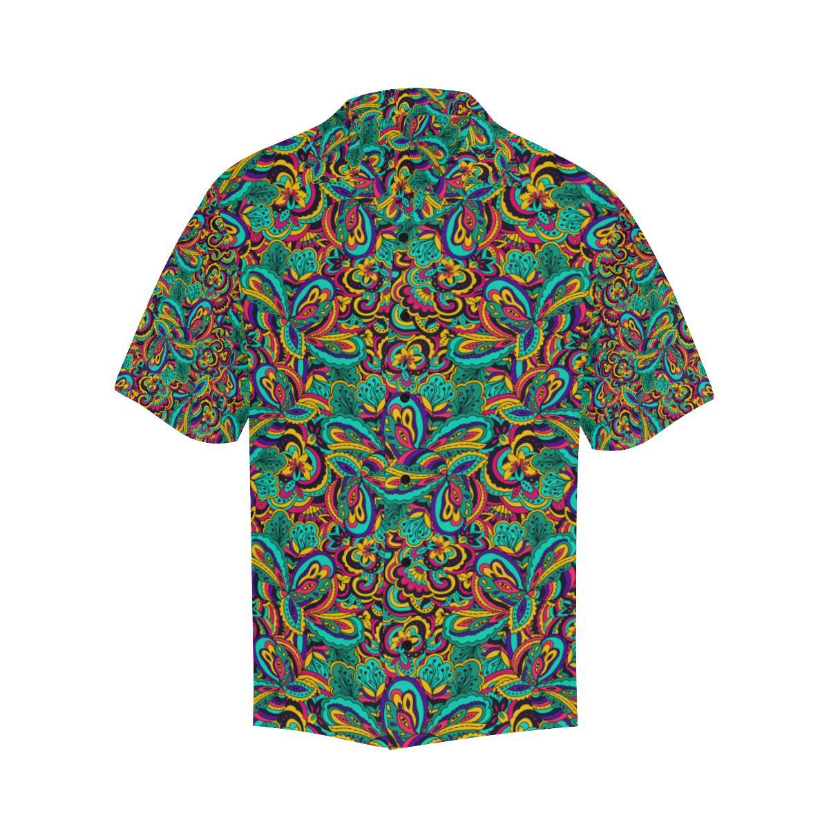 Psychedelic Trippy Floral Design Men Aloha Hawaiian Shirt
