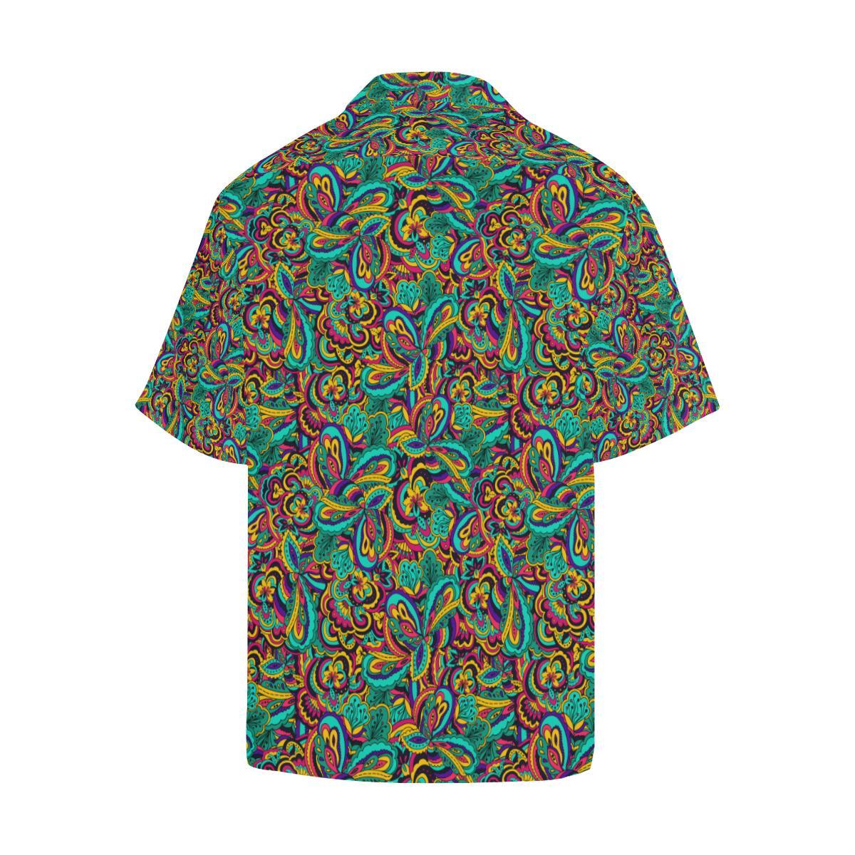 Psychedelic Trippy Floral Design Men Aloha Hawaiian Shirt