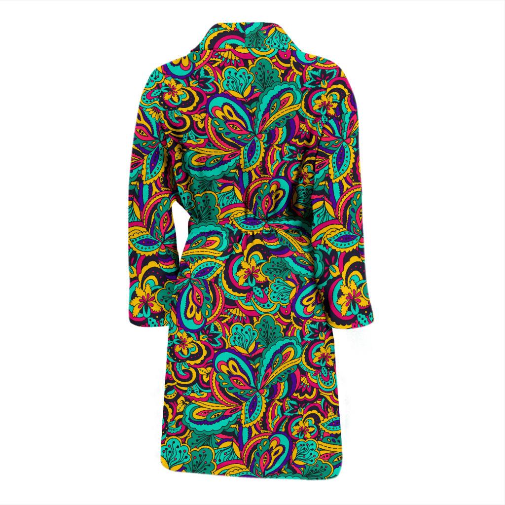 Psychedelic Trippy Floral Design Men Bath Robe-JTAMIGO.COM