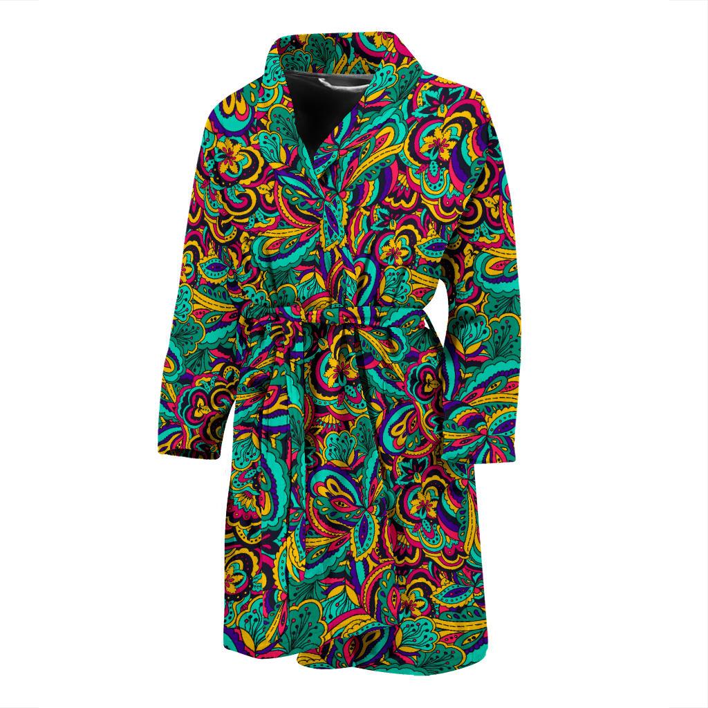 Psychedelic Trippy Floral Design Men Bath Robe-JTAMIGO.COM