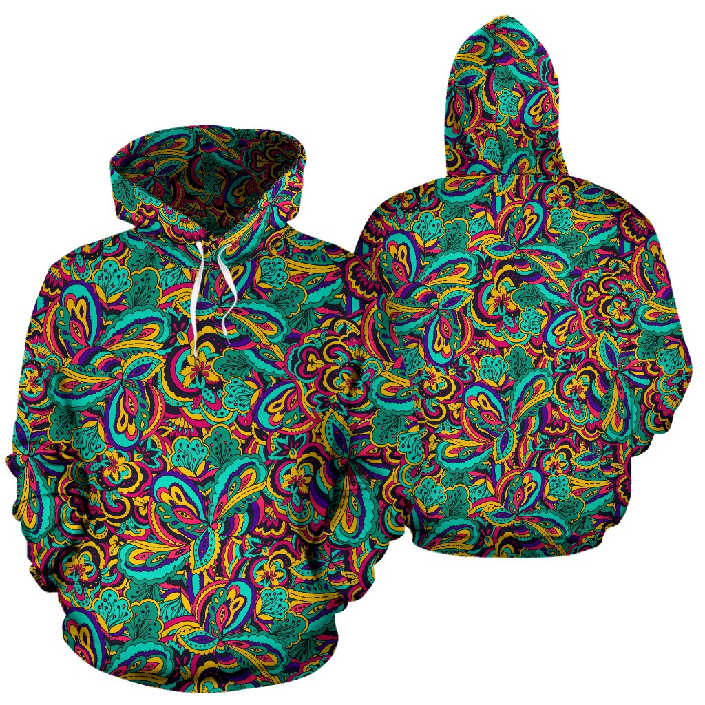 Psychedelic Trippy Floral Design Pullover Hoodie