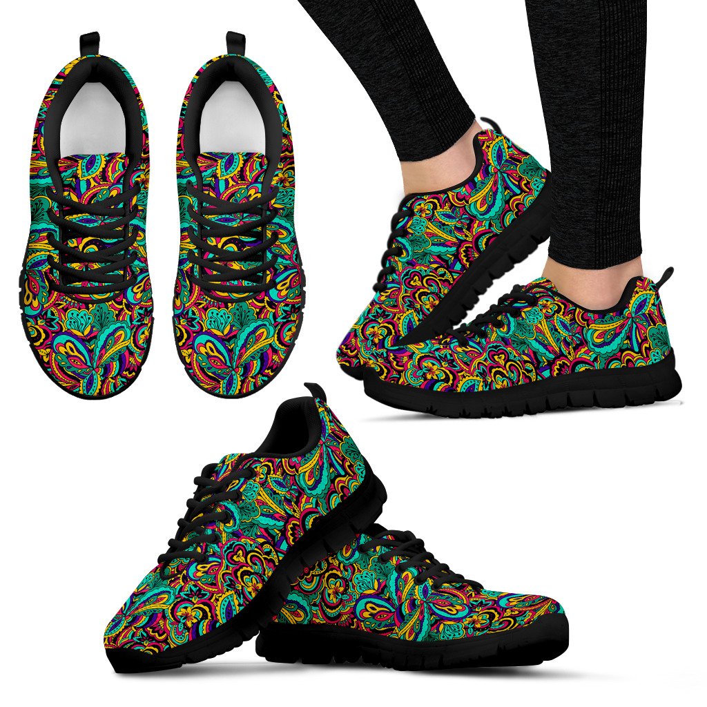 Psychedelic Trippy Floral Design Women Sneakers Shoes