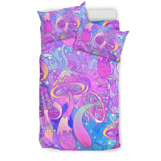 Psychedelic Trippy Mushroom Print Duvet Cover Bedding Set