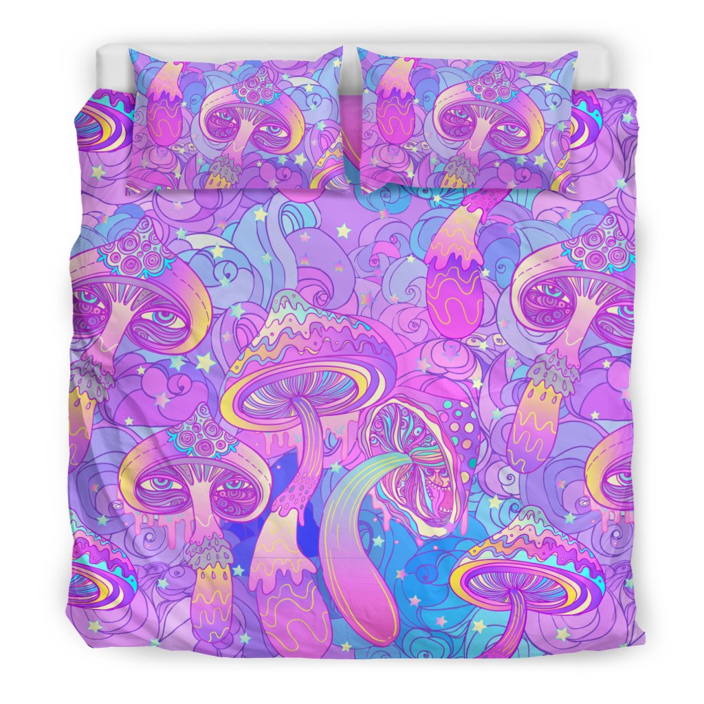 Psychedelic Trippy Mushroom Print Duvet Cover Bedding Set
