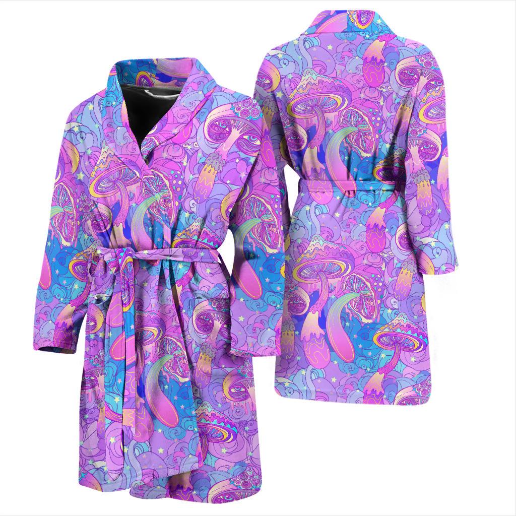 Psychedelic Trippy Mushroom Print Men Bath Robe-JTAMIGO.COM