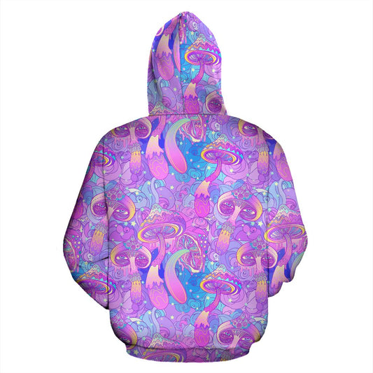Psychedelic Trippy Mushroom Print Pullover Hoodie