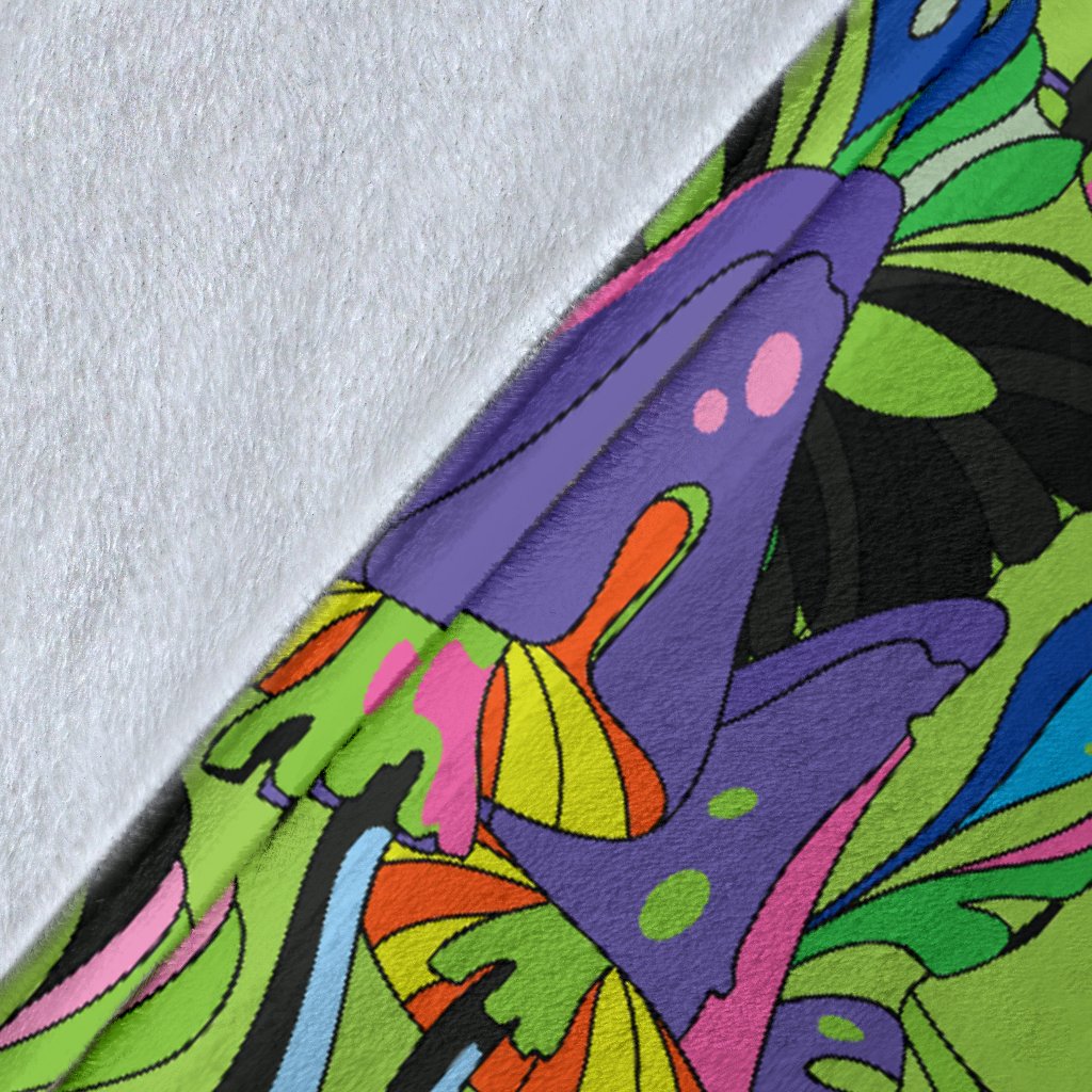 Psychedelic Trippy Mushroom Themed Fleece Blanket
