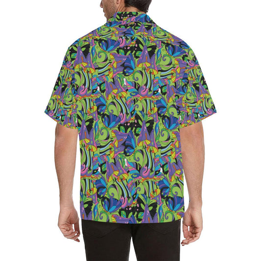 Psychedelic Trippy Mushroom Themed Men Aloha Hawaiian Shirt