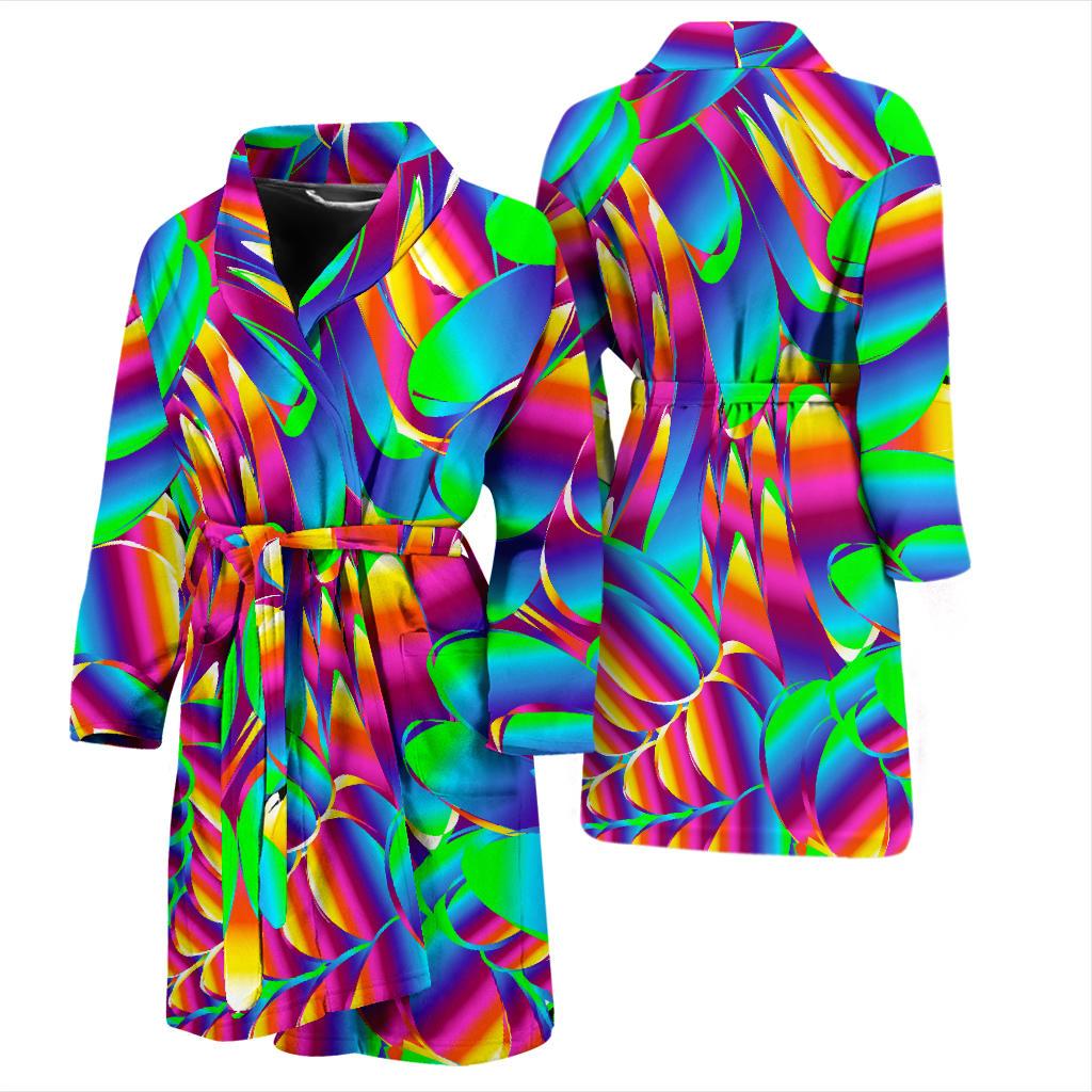 Psychedelic Trippy Pattern Men Bath Robe-JTAMIGO.COM
