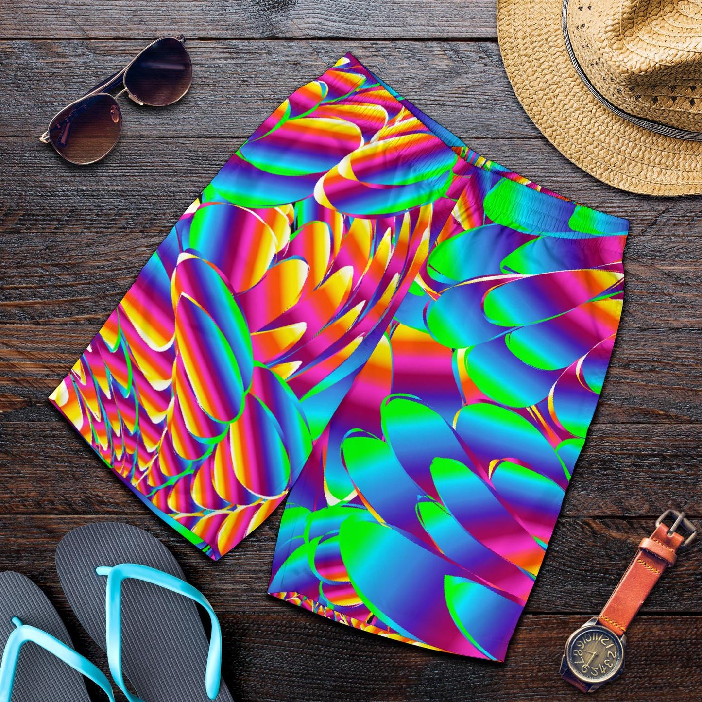 Psychedelic Trippy Pattern Mens Shorts-JTAMIGO.COM