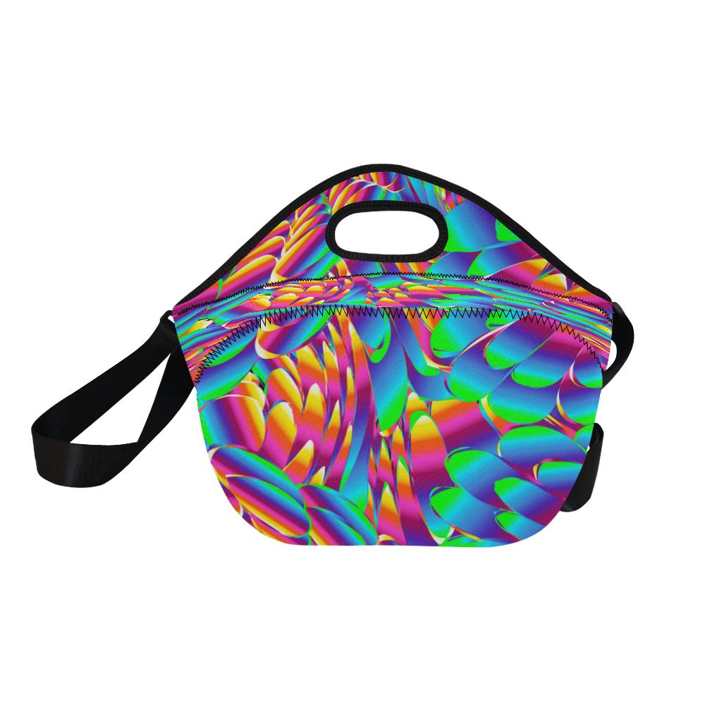 Psychedelic Trippy Pattern Neoprene Lunch Bag (Model 1669)(Large)-JTAMIGO.COM