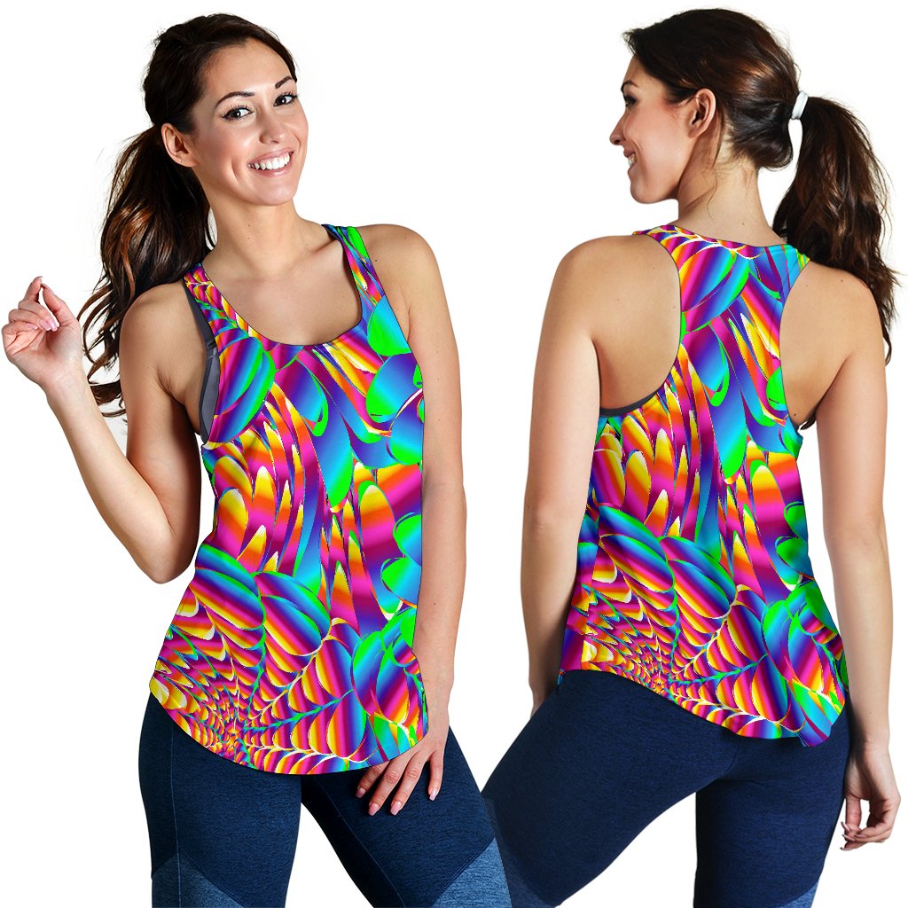Psychedelic Trippy Pattern Women Racerback Tank Top