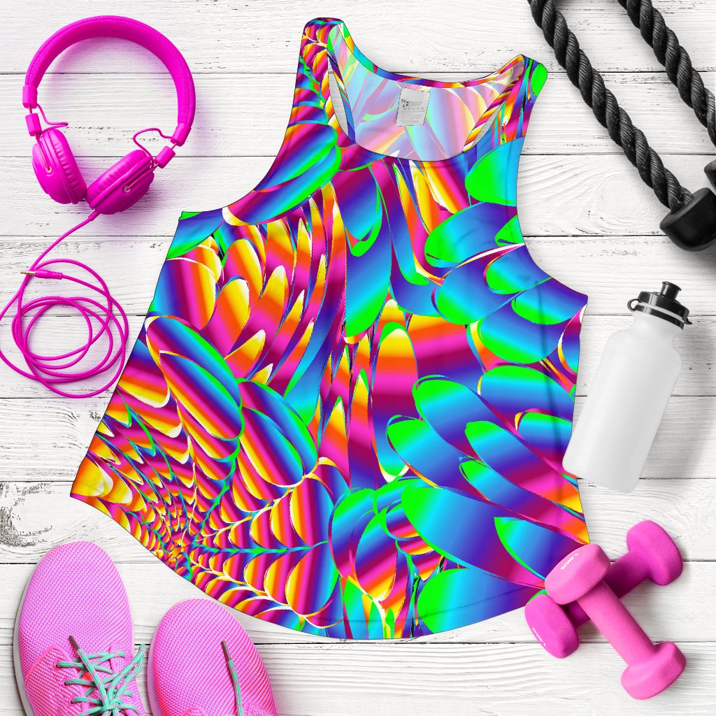 Psychedelic Trippy Pattern Women Racerback Tank Top