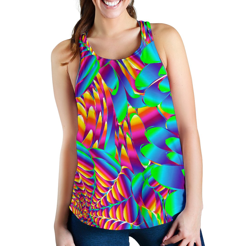 Psychedelic Trippy Pattern Women Racerback Tank Top