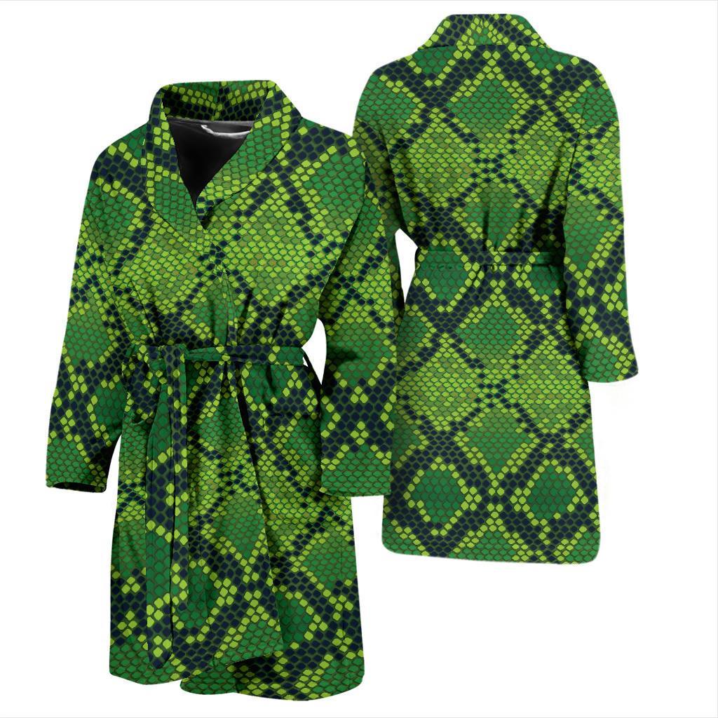 Python Green Pattern Print Design A01 Men Bathrobe-JORJUNE.COM
