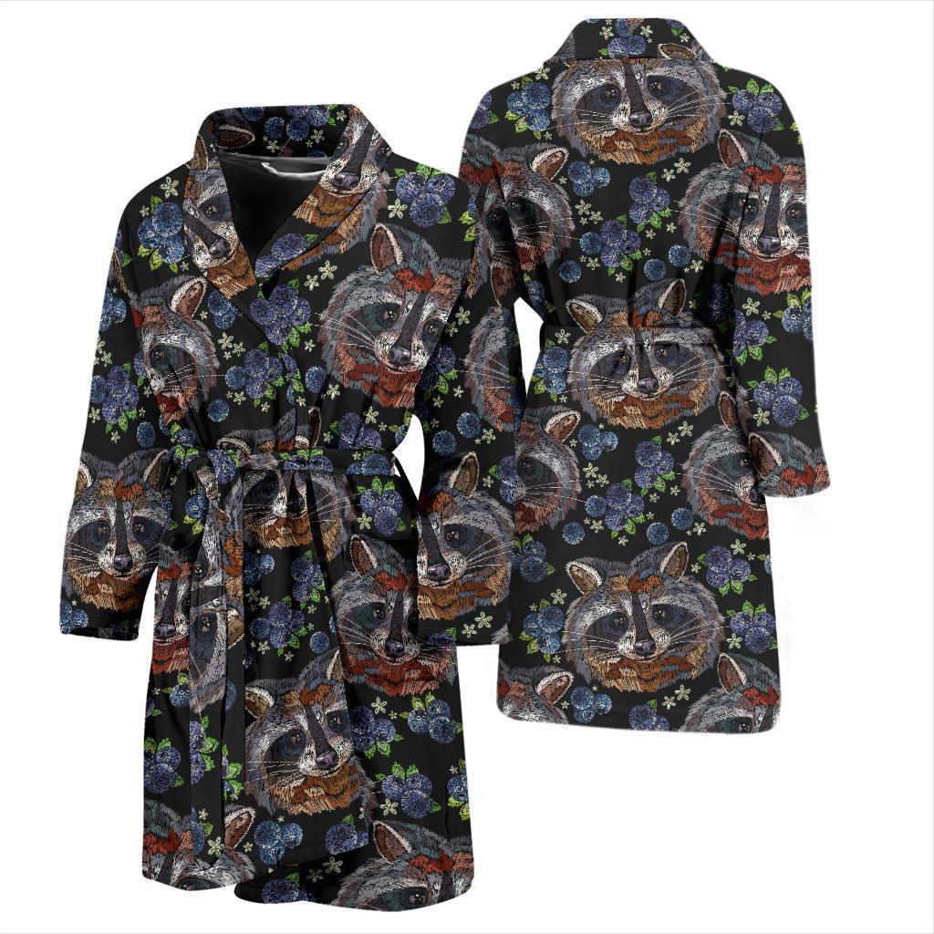 Raccoon Pattern Print Design A03 Men Bathrobe-JORJUNE.COM