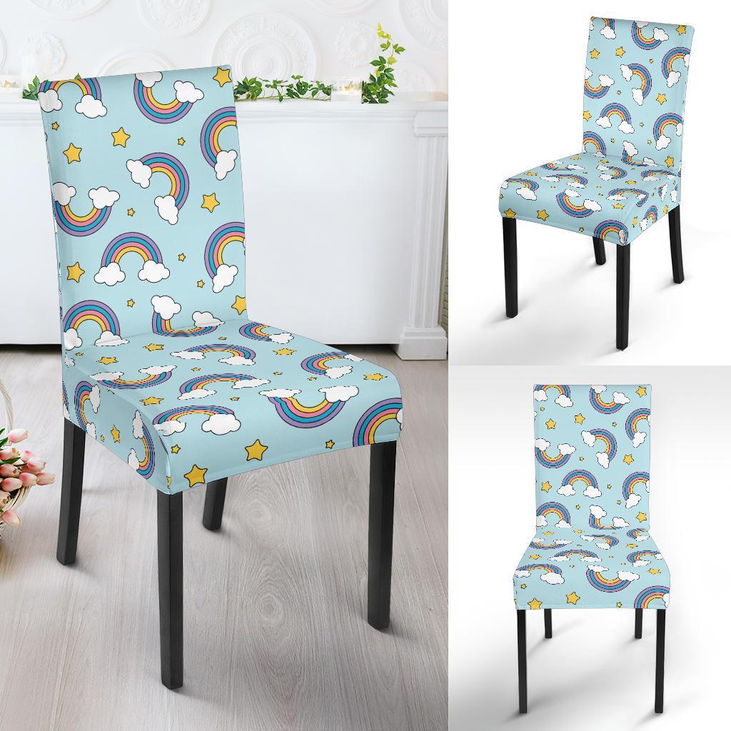 Rainbow Cloud Print Pattern Dining Chair Slipcover-JTAMIGO.COM