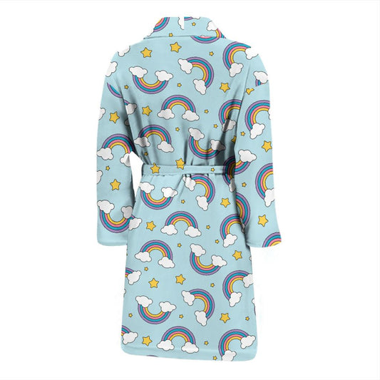 Rainbow Cloud Print Pattern Men Bath Robe-JTAMIGO.COM