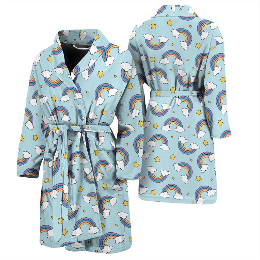Rainbow Cloud Print Pattern Men Bath Robe-JTAMIGO.COM