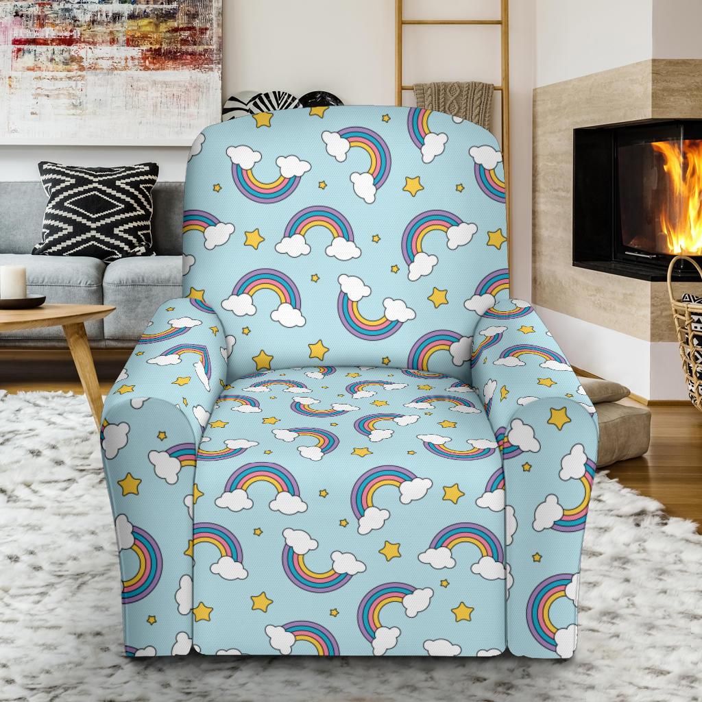 Rainbow Cloud Print Pattern Single Sofa Slipcover -JTAMIGO.COM