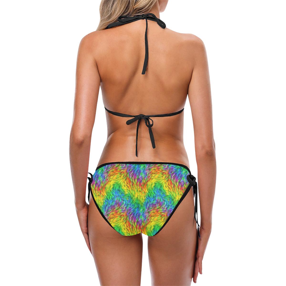 Rainbow Fur Design Print Custom Bikini Swimsuit (Model S01)-JTAMIGO.COM