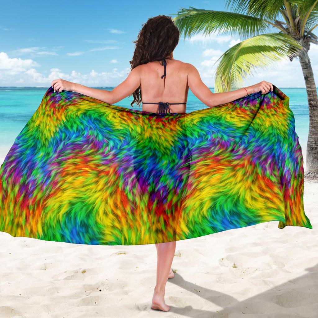 Rainbow Fur Design Print Sarong Pareo Wrap