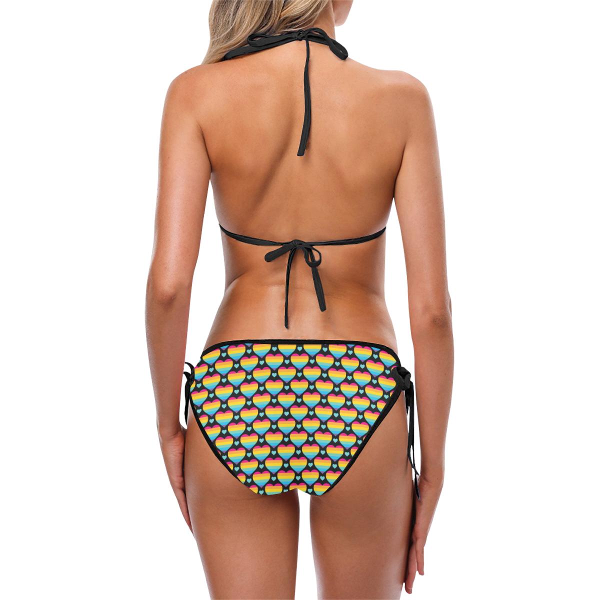 Rainbow Heart Print Pattern Custom Bikini Swimsuit (Model S01)-JTAMIGO.COM